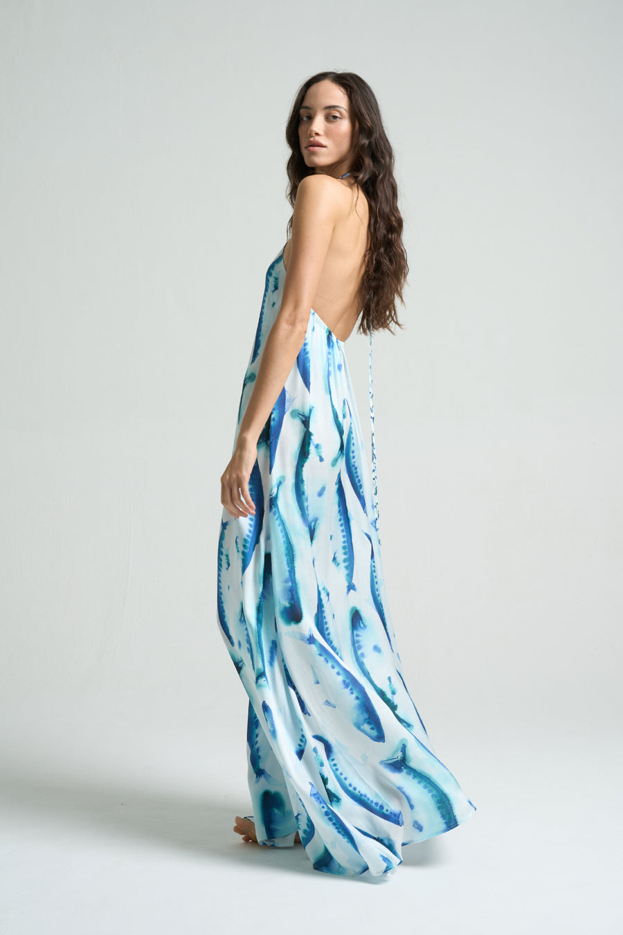 HEMLINE x SIGAL Maxi Halter Dress Sardines - shopsigal