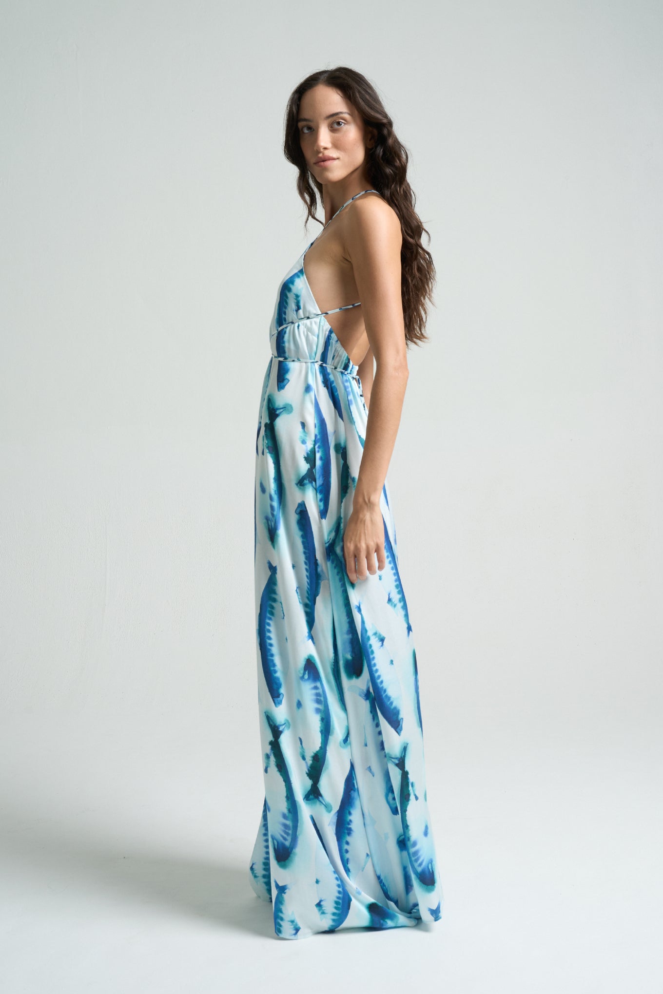 HEMLINE x SIGAL Maxi Halter Dress Sardines - shopsigal