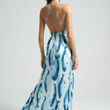 HEMLINE x SIGAL Maxi Halter Dress Sardines - shopsigal