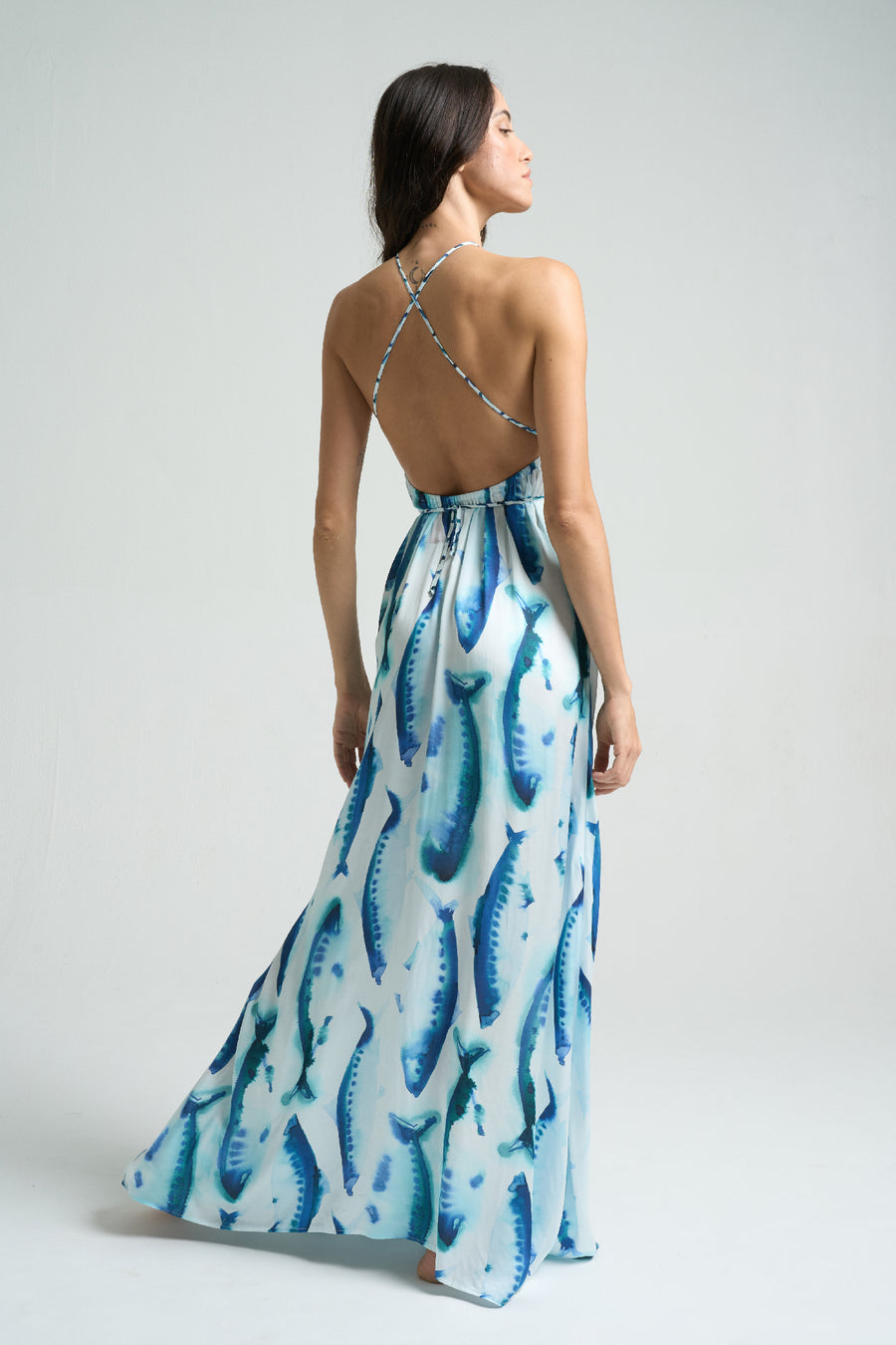 HEMLINE x SIGAL Maxi Halter Dress Sardines - shopsigal