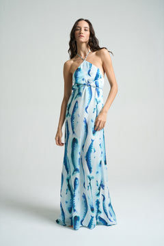 HEMLINE x SIGAL Maxi Halter Dress Sardines - shopsigal