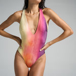 Reversible Deep V One-piece Swimsuit Sunset - shopsigal