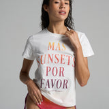 Graphic Tee: Mas Sunsets-White - shopsigal