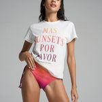 Graphic Tee: Mas Sunsets-White - shopsigal