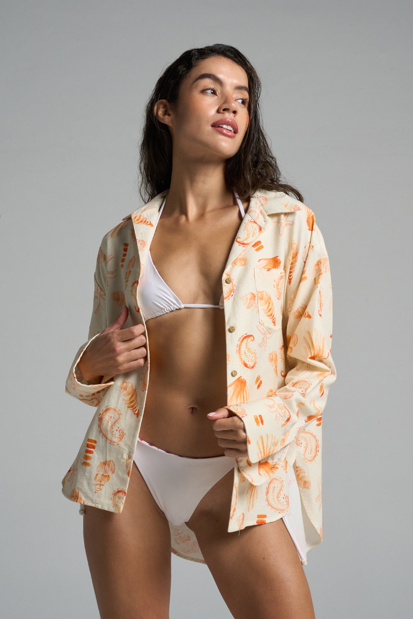 Long Sleeve Shirt Paisley Peach - shopsigal