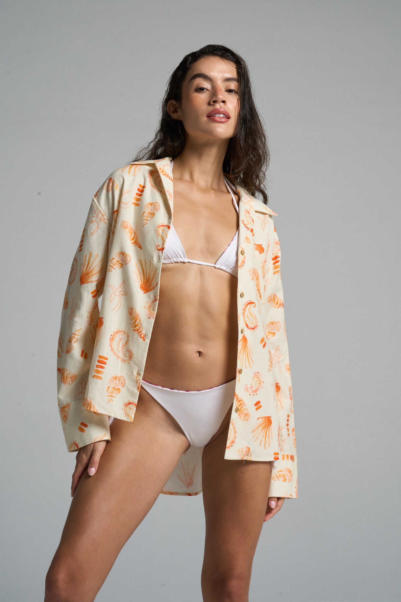 Long Sleeve Shirt Paisley Peach - shopsigal