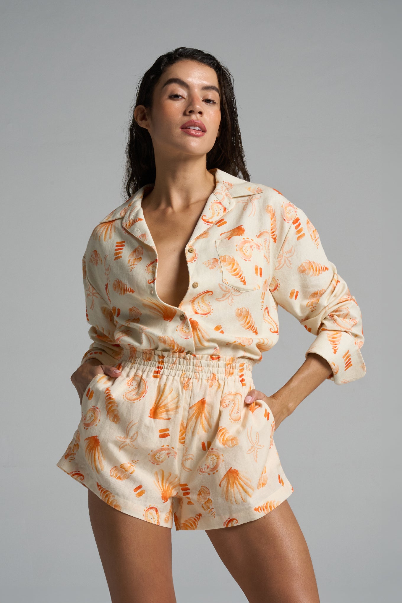 Long Sleeve Shirt Paisley Peach - shopsigal