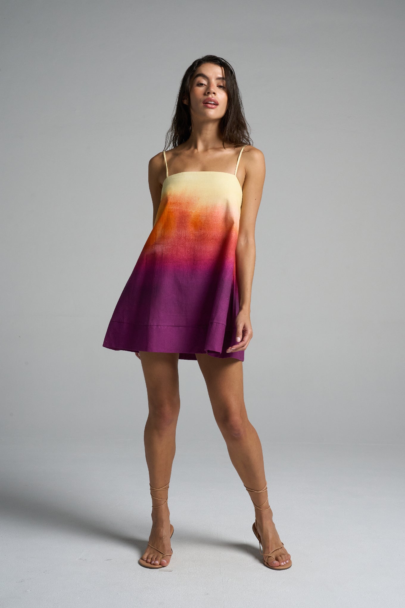 Mini Strappy Trapeze Dress Sunset - shopsigal