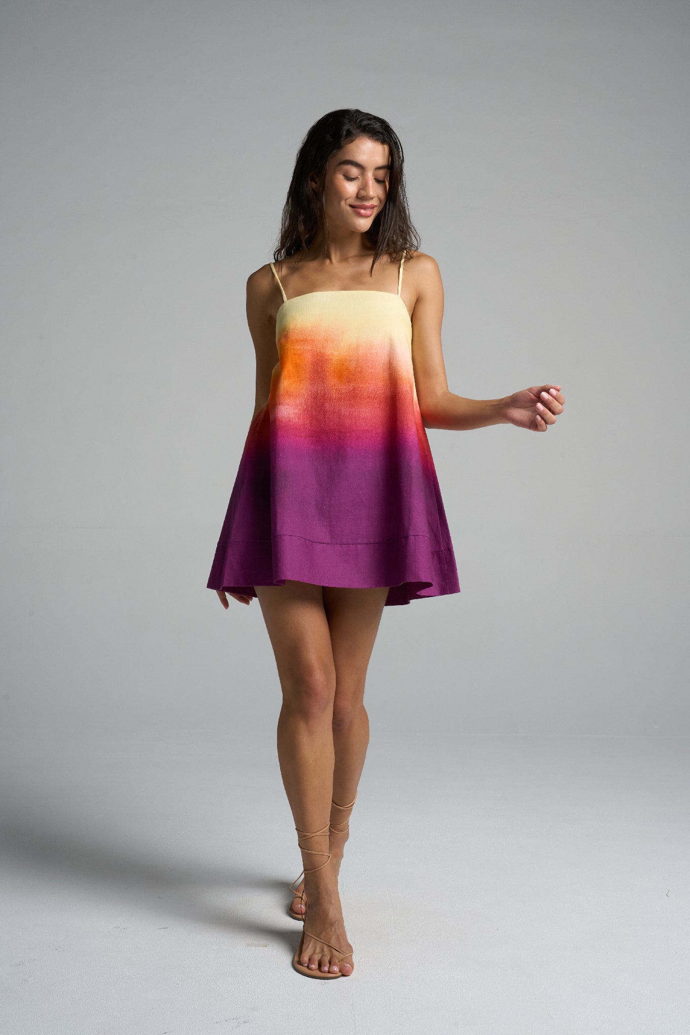 Mini Strappy Trapeze Dress Sunset - shopsigal