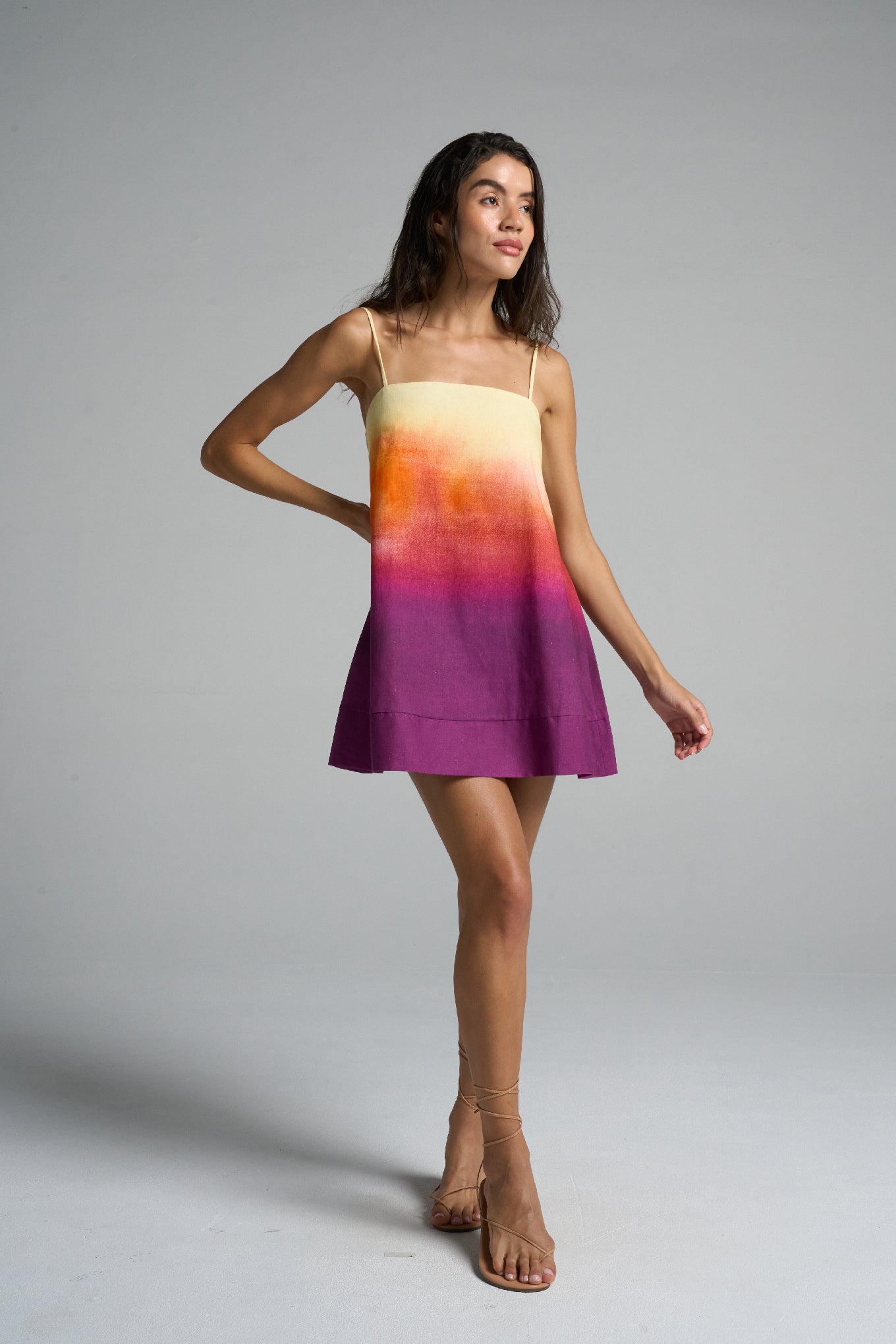 Mini Strappy Trapeze Dress Sunset - shopsigal
