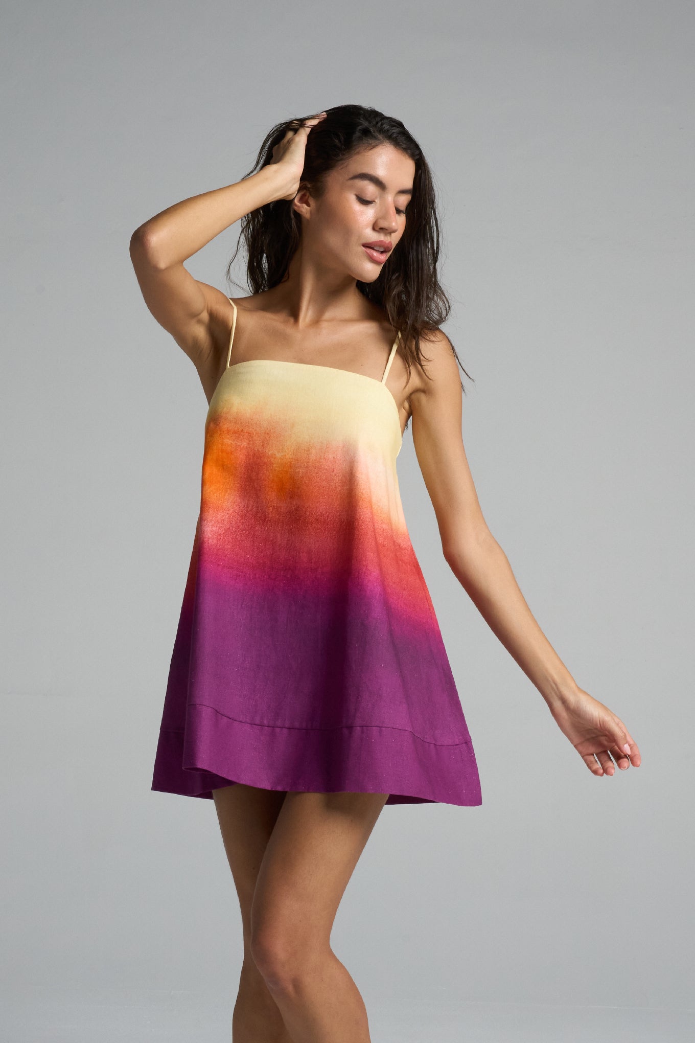 Mini Strappy Trapeze Dress Sunset - shopsigal