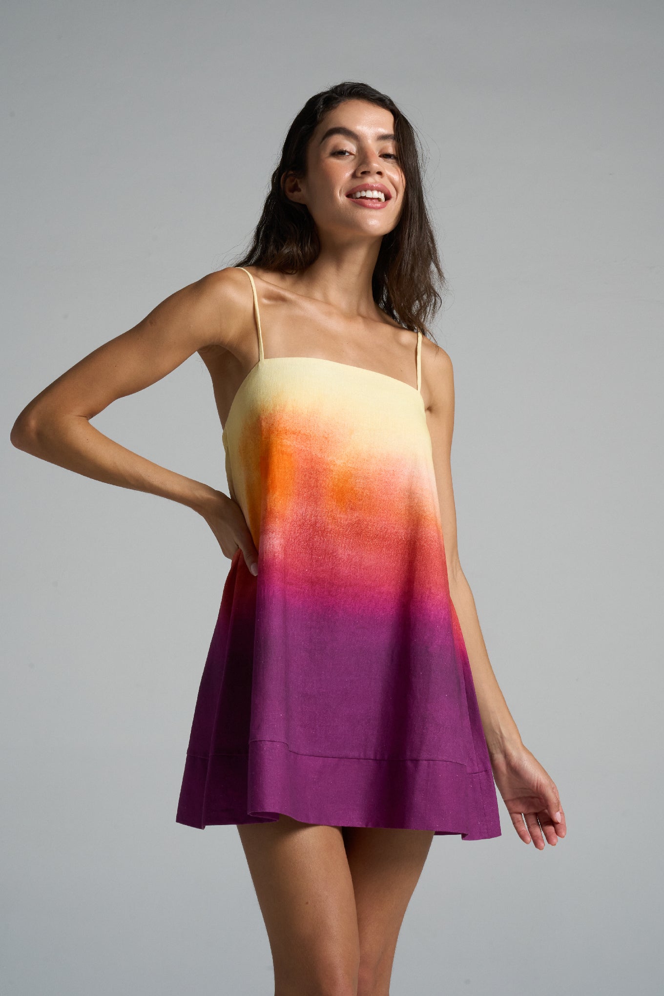 Mini Strappy Trapeze Dress Sunset - shopsigal