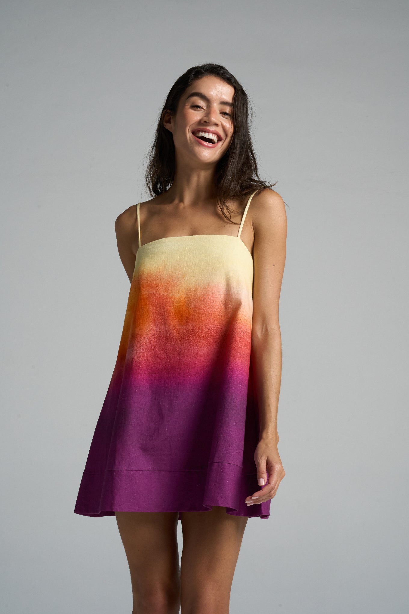 Mini Strappy Trapeze Dress Sunset - shopsigal