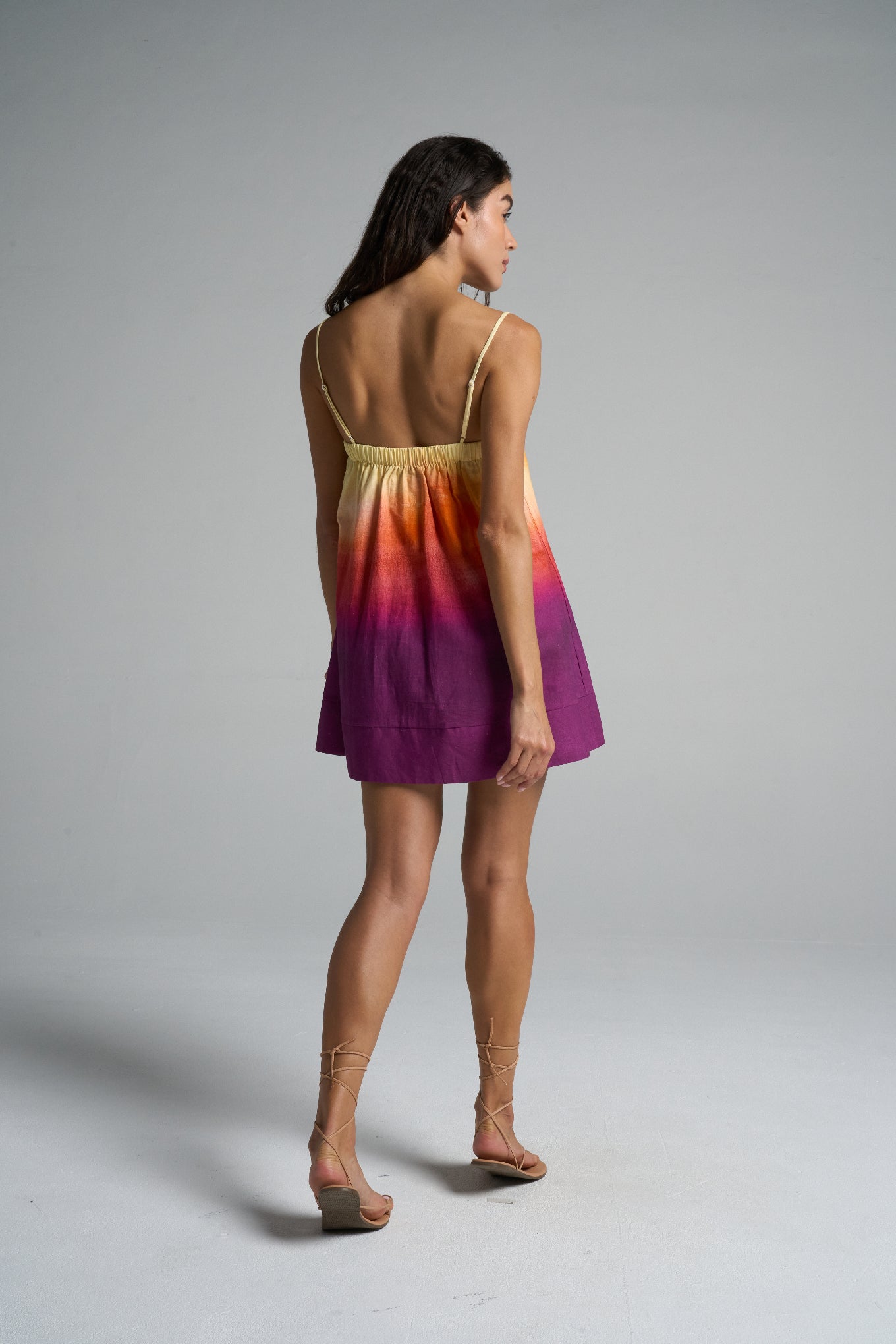 Mini Strappy Trapeze Dress Sunset - shopsigal