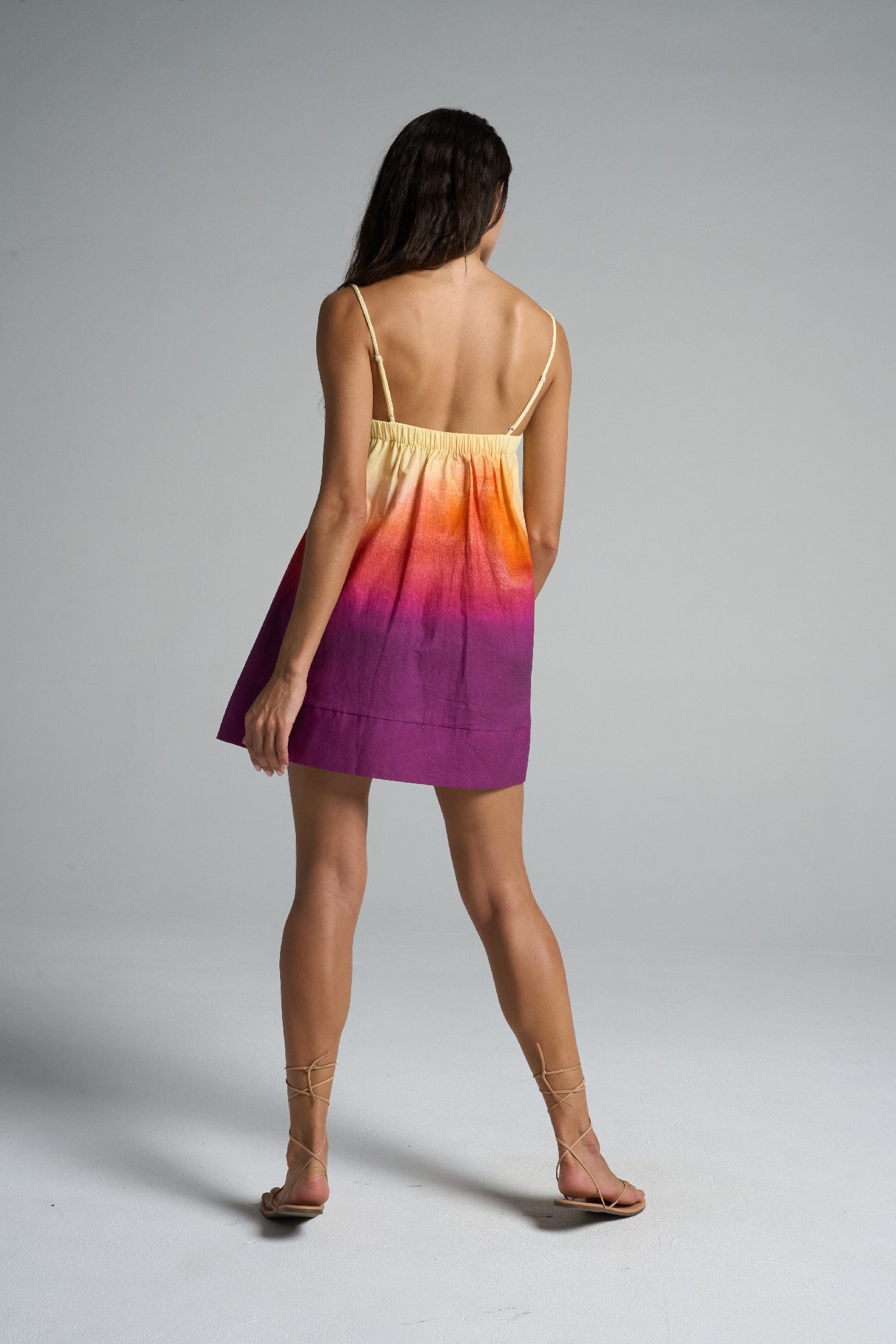 Mini Strappy Trapeze Dress Sunset - shopsigal