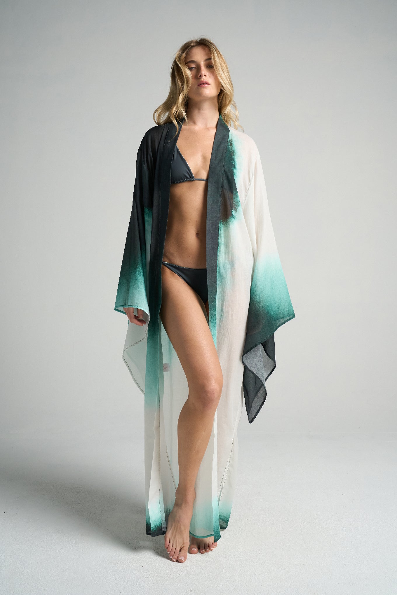 Bell Sleeve Kimono Green Ink - shopsigal
