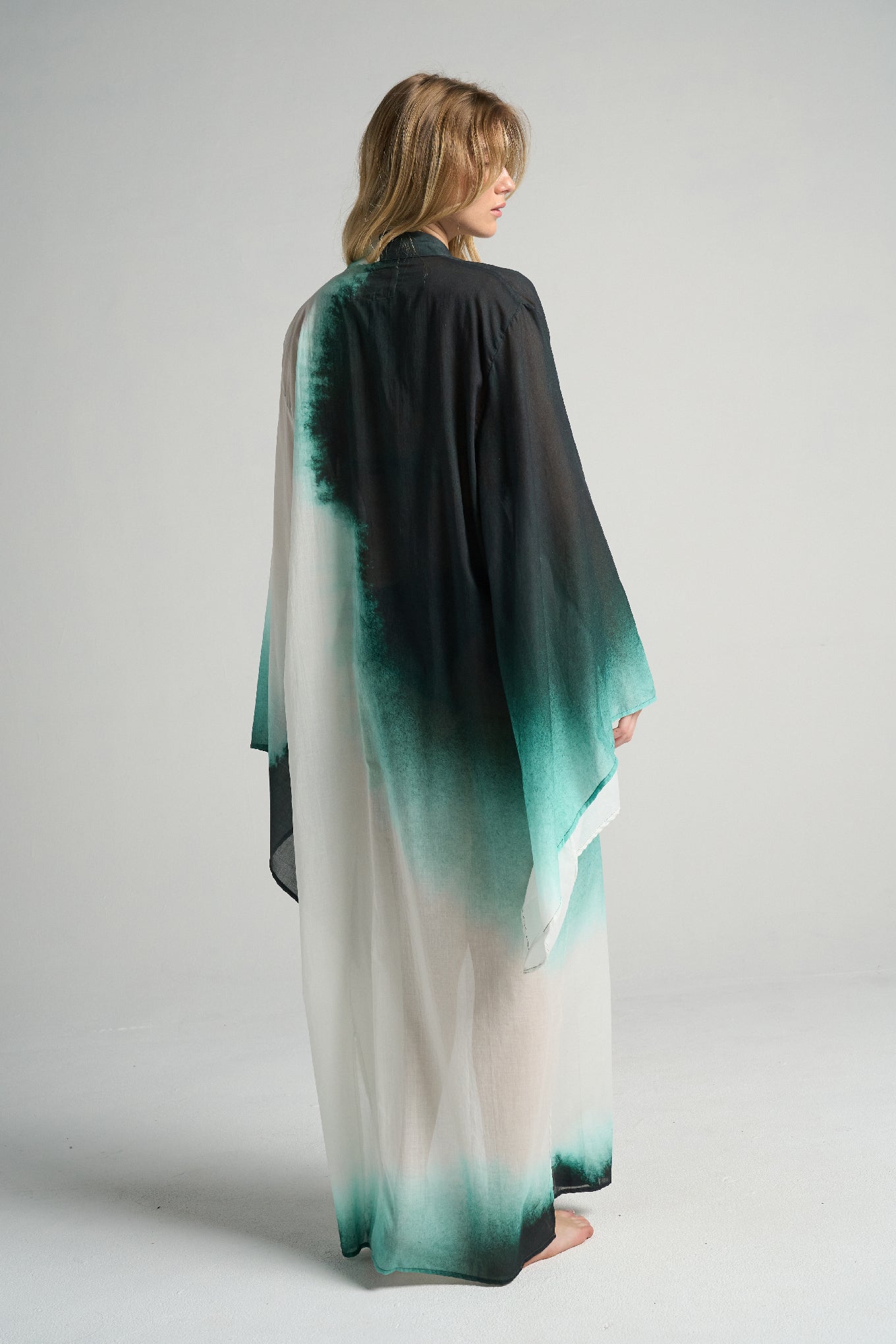Bell Sleeve Kimono Green Ink - shopsigal
