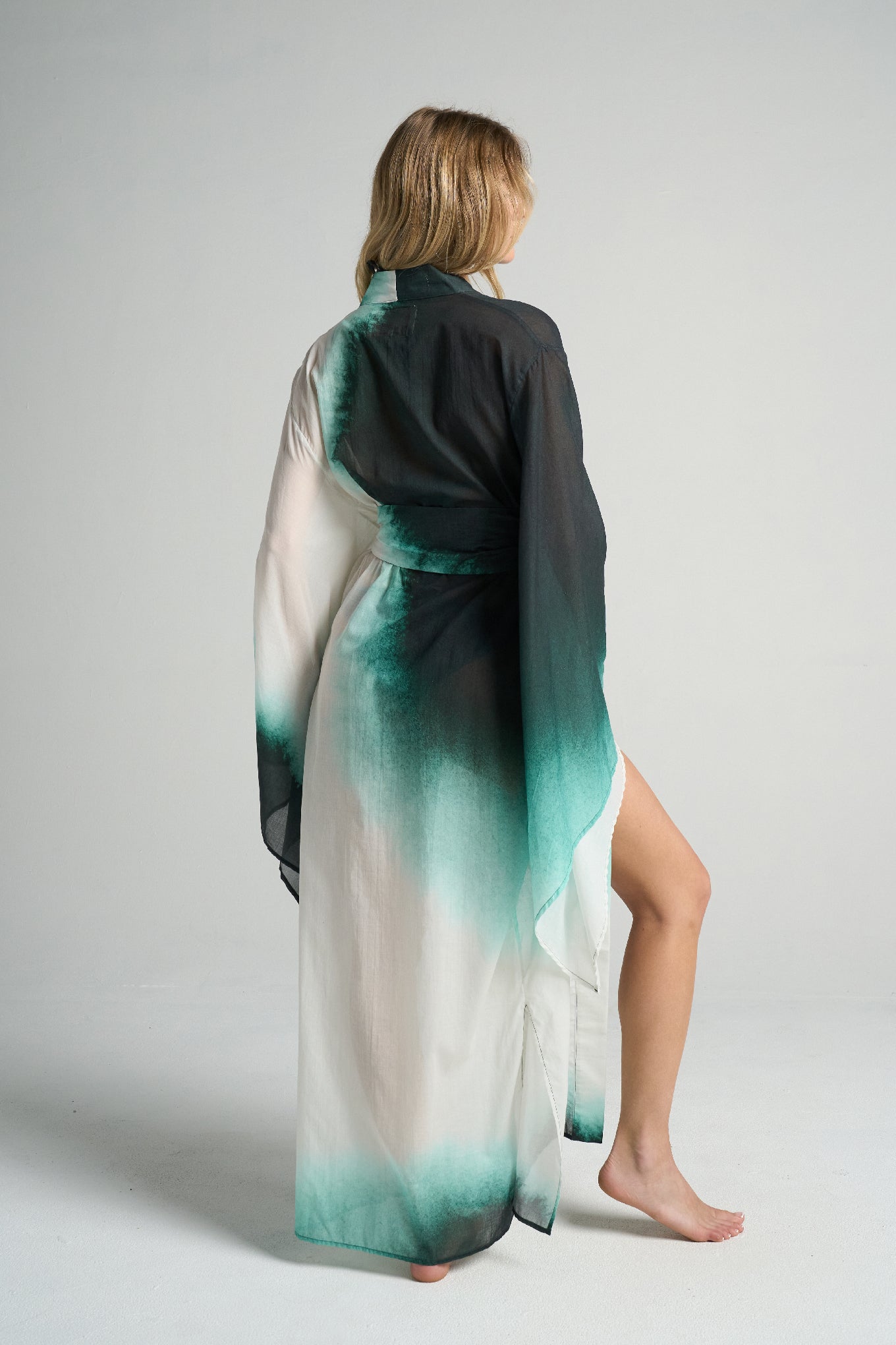 Bell Sleeve Kimono Green Ink - shopsigal
