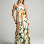Maxi Halter Dress Retro Palm - shopsigal