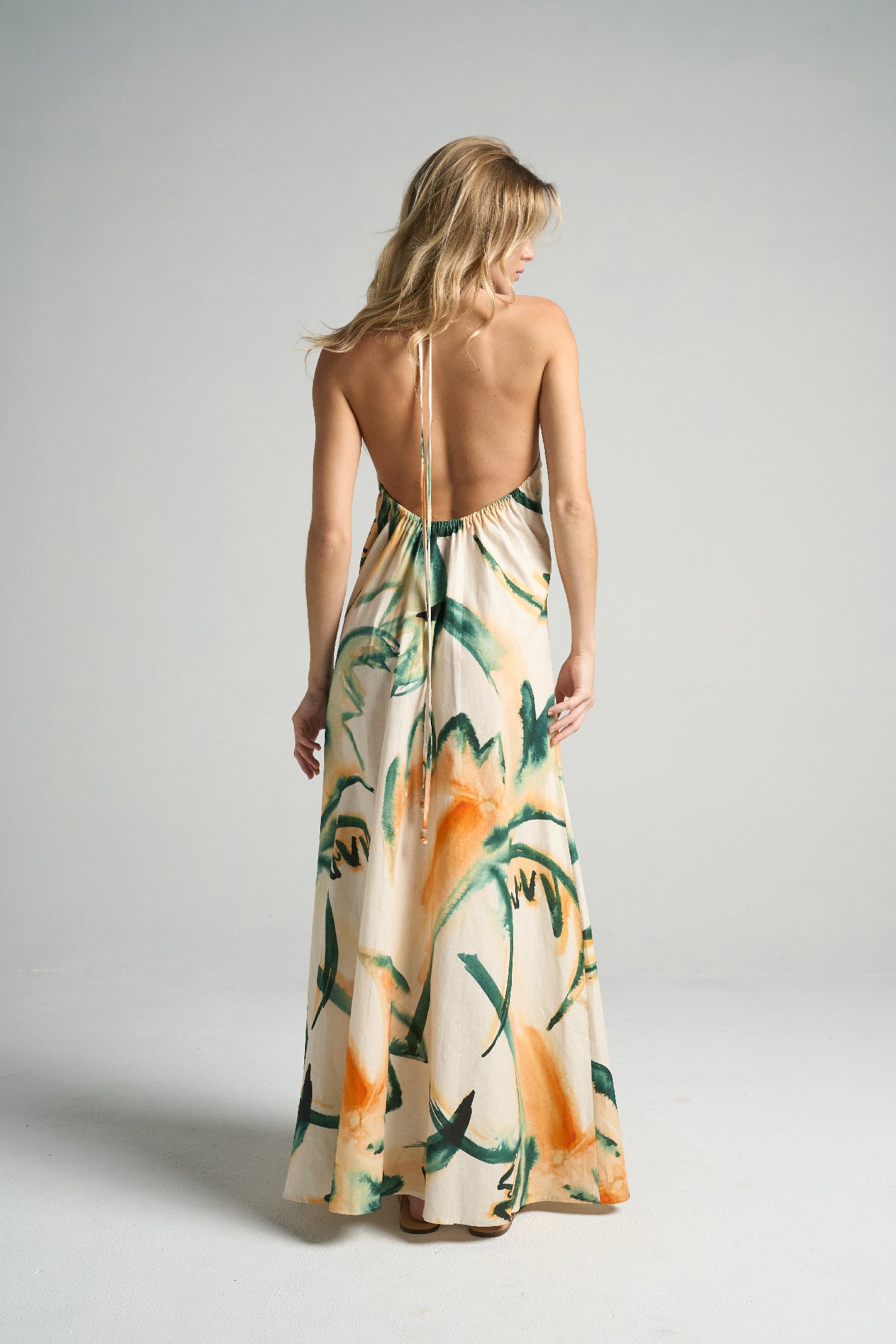 Maxi Halter Dress Retro Palm - shopsigal