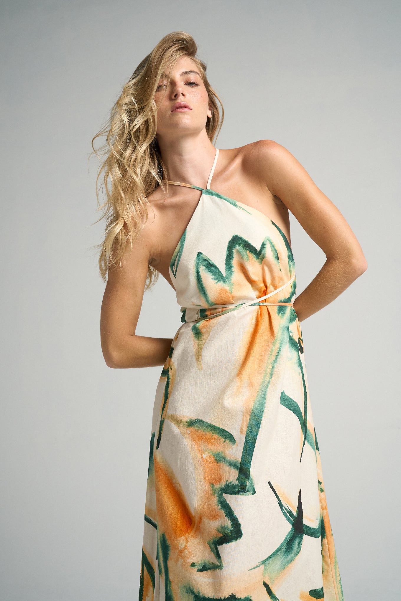 Maxi Halter Dress Retro Palm - shopsigal