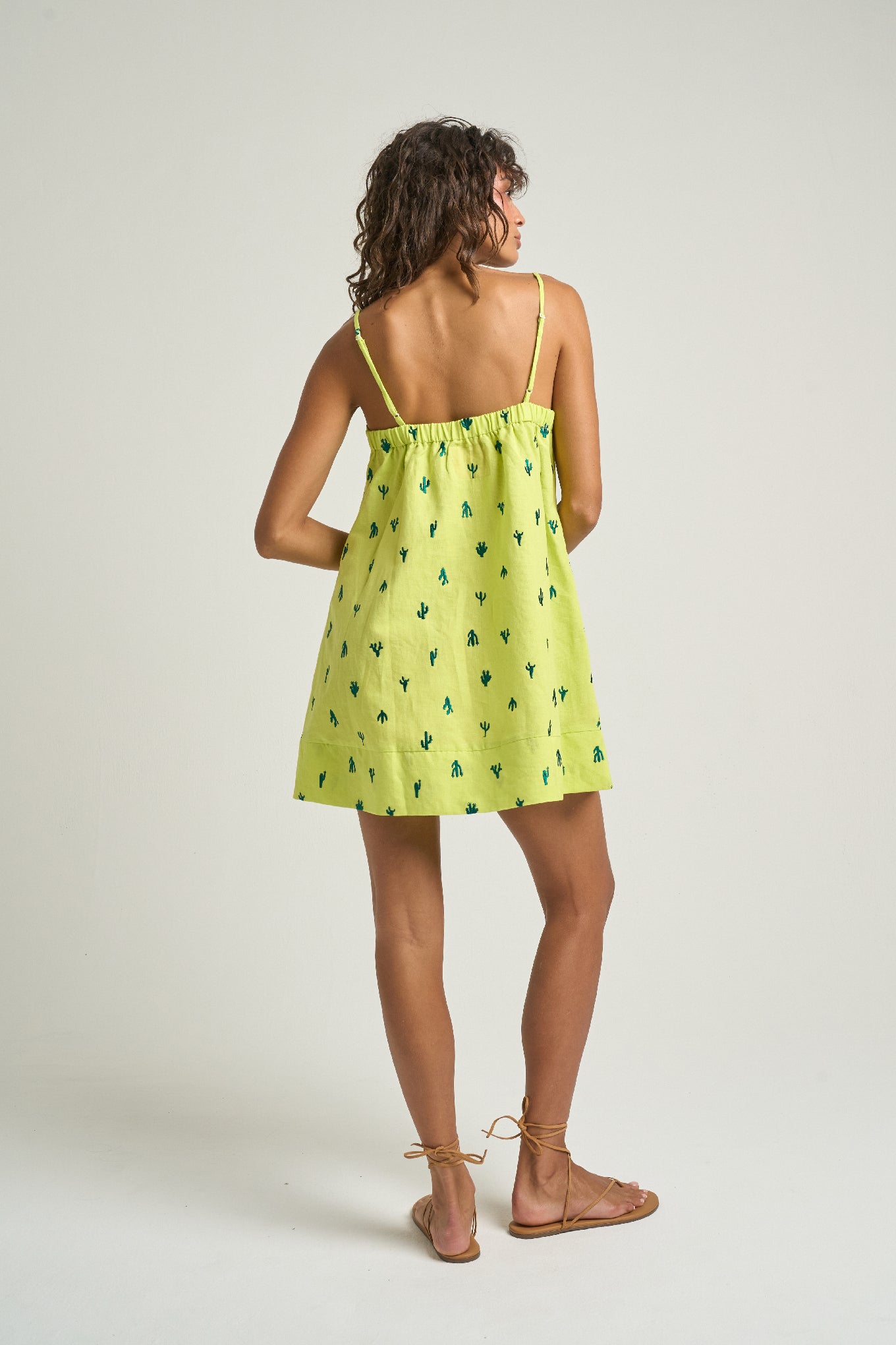 Mini Strappy Trapeze Dress Cactus Yellow - shopsigal