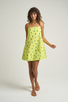 Mini Strappy Trapeze Dress Cactus Yellow - shopsigal