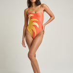 Straight Neck One-Piece Swimsuit Sol Orange - shopsigal