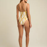 Straight Neck One-Piece Swimsuit Okee