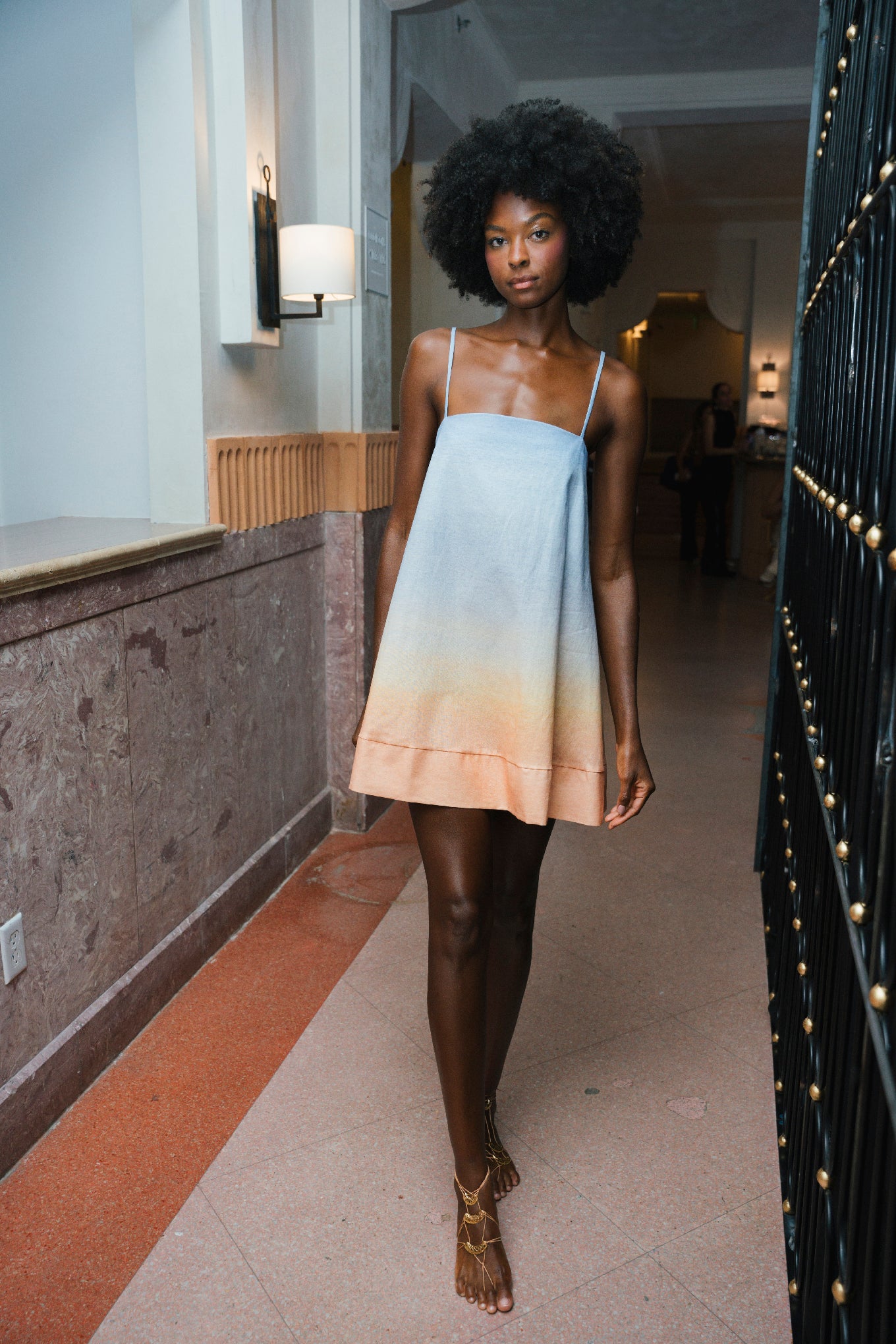 Mini Strappy Trapeze Dress Sunrise - shopsigal