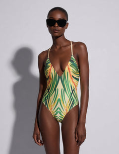 V-Neck One Piece Swimsuit Palmas - shopsigal
