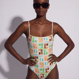 Straight Neck One Piece Swimsuit Posada