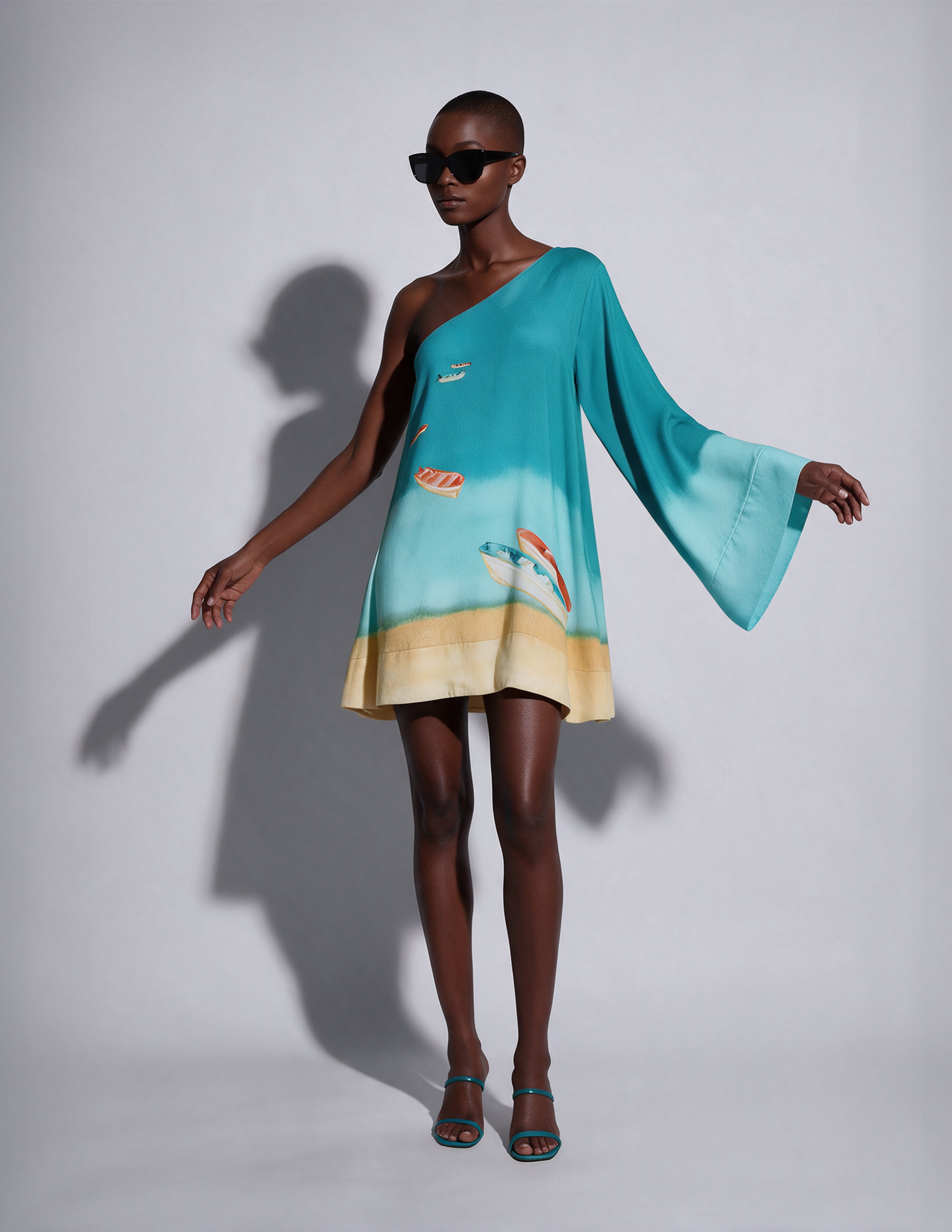 One-Shoulder Trapeze Dress Cepe - shopsigal