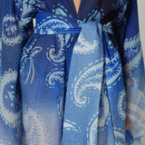 Bell Sleeve Kimono Paisley Blue - shopsigal