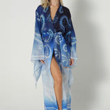 Bell Sleeve Kimono Paisley Blue - shopsigal