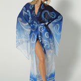 Bell Sleeve Kimono Paisley Blue - shopsigal
