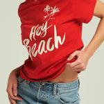 Hey Beach Red Tee - shopsigal