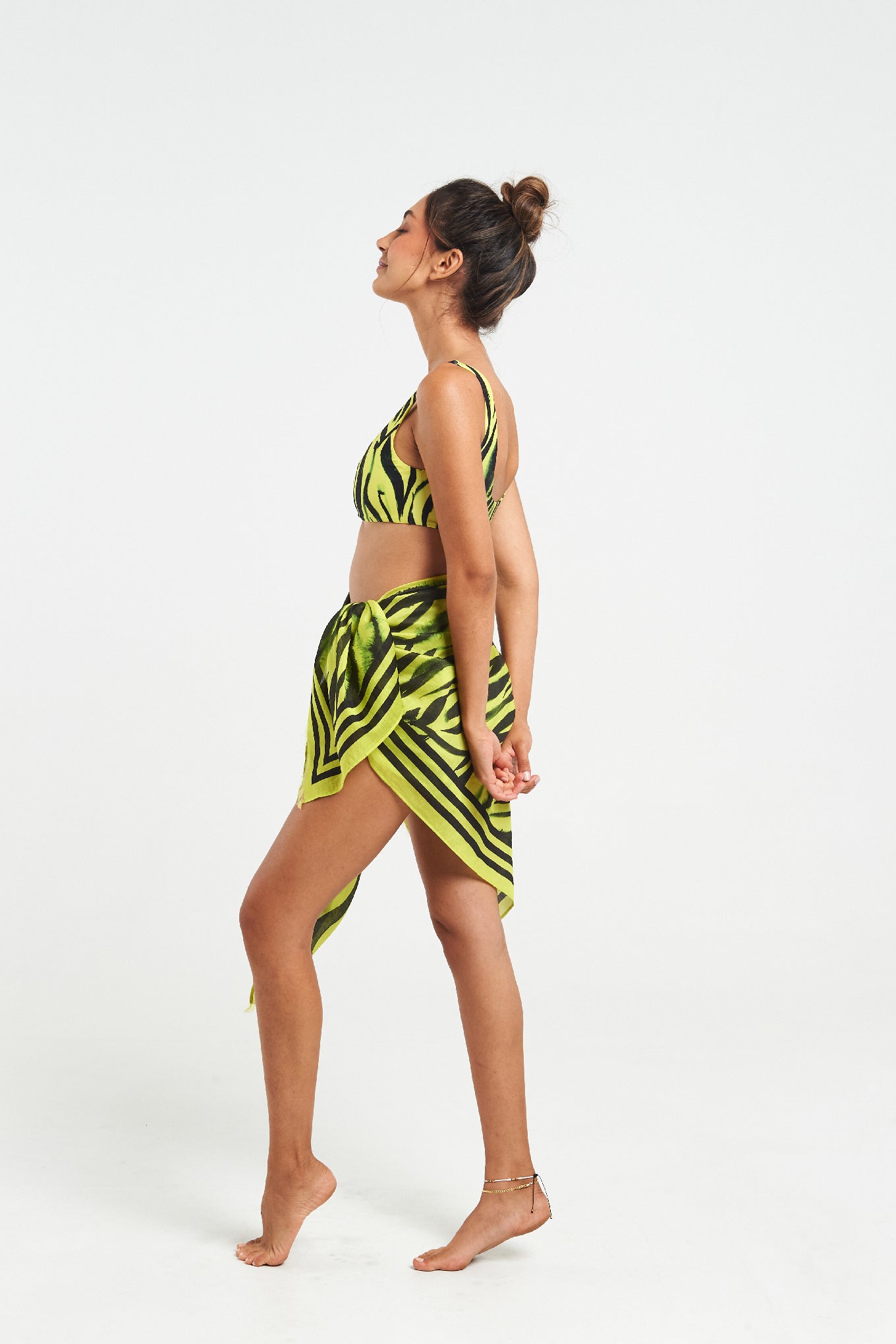 Neon Zebra Fringed Sarong Scarf - shopsigal
