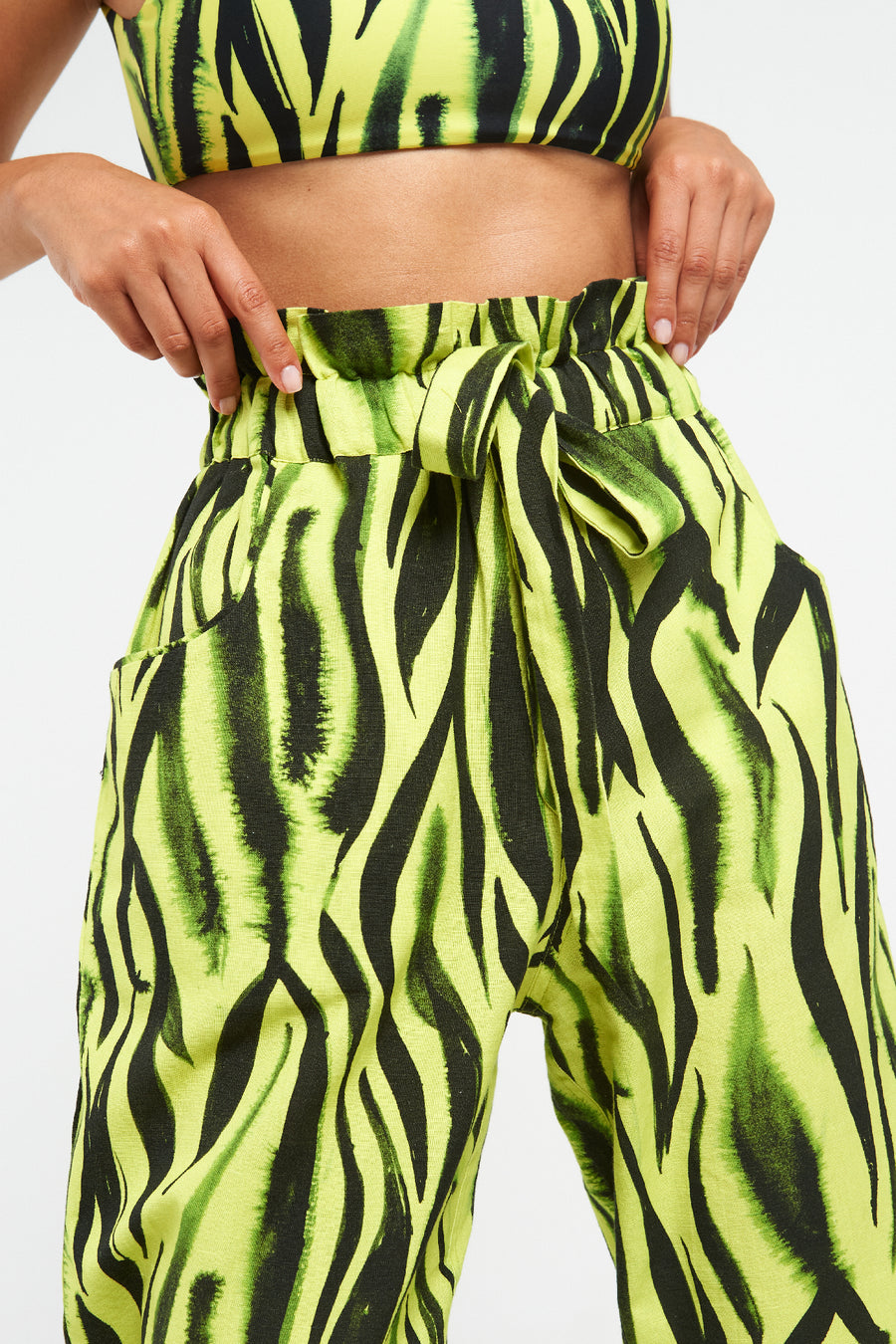 Neon Zebra Paper Bag Pants - shopsigal